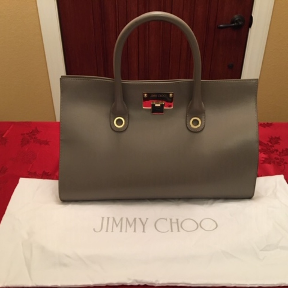 Authentic Grey Jimmy Choo Riley Tote Purse
